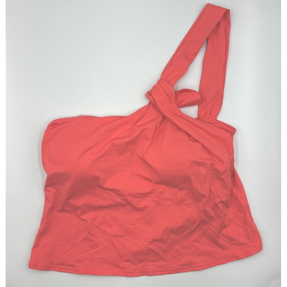 Vince Camuto Women's One-Shoulder Tankini Top, Pop Coral, Medium, New